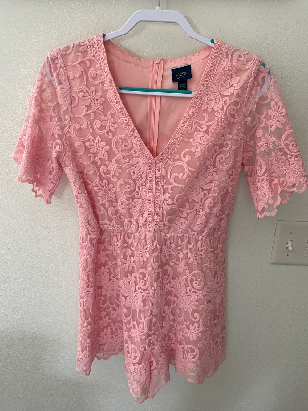 Daytrip Pink Lace V-Neck romper